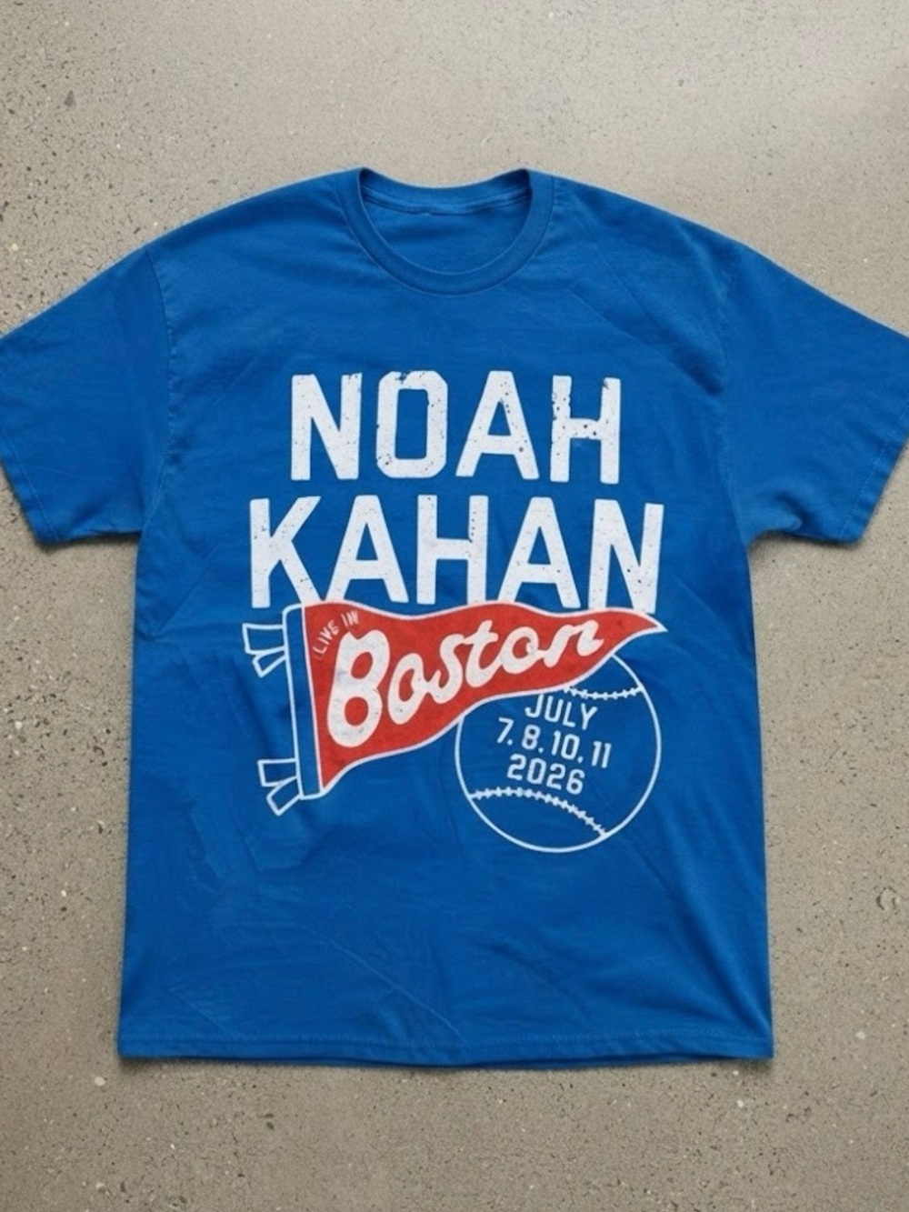 Noah Kahan Live In Boston 2026 Red Pennant Graphic Gildan T-Shirt
